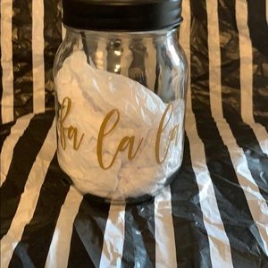 Gold Fa La La Mason Jar Candle Holder